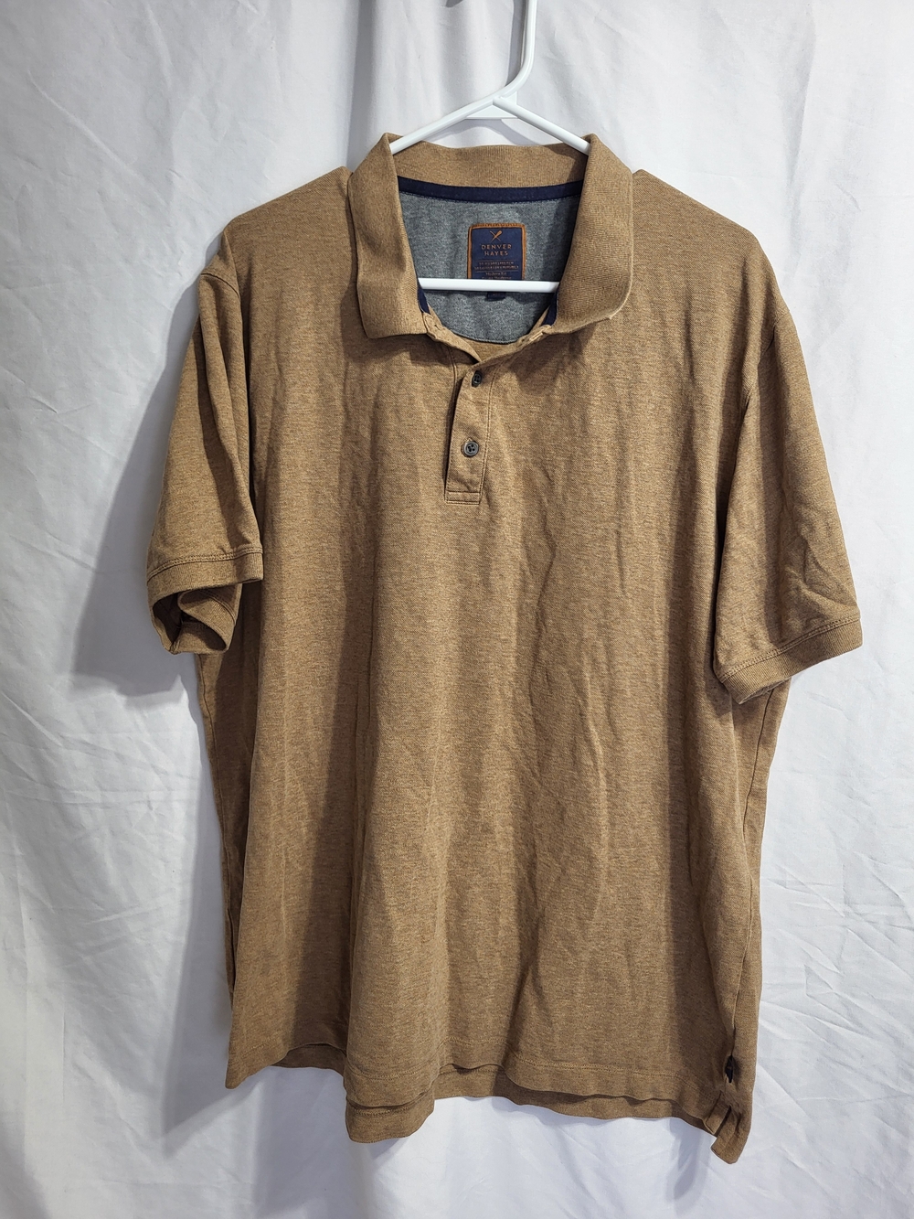 Denver Hayes Men’s Polo Shirt in Light Brown Heather, Size 2XL